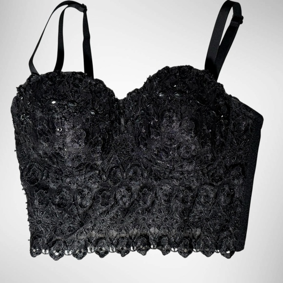 Windsor Black Lace Bustier Bra w/ Removable Straps | XS - Picture 4 of 13